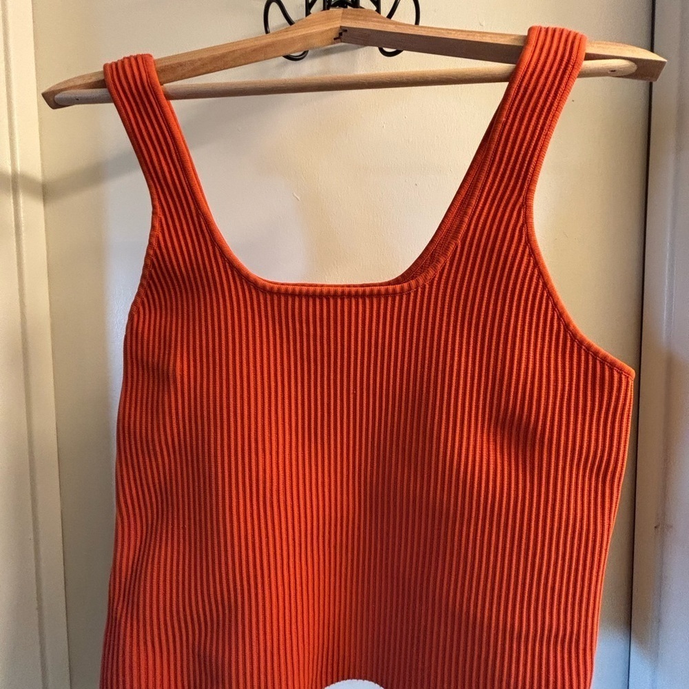 Orange Ribbed Tank Top - Picture 2 of 6